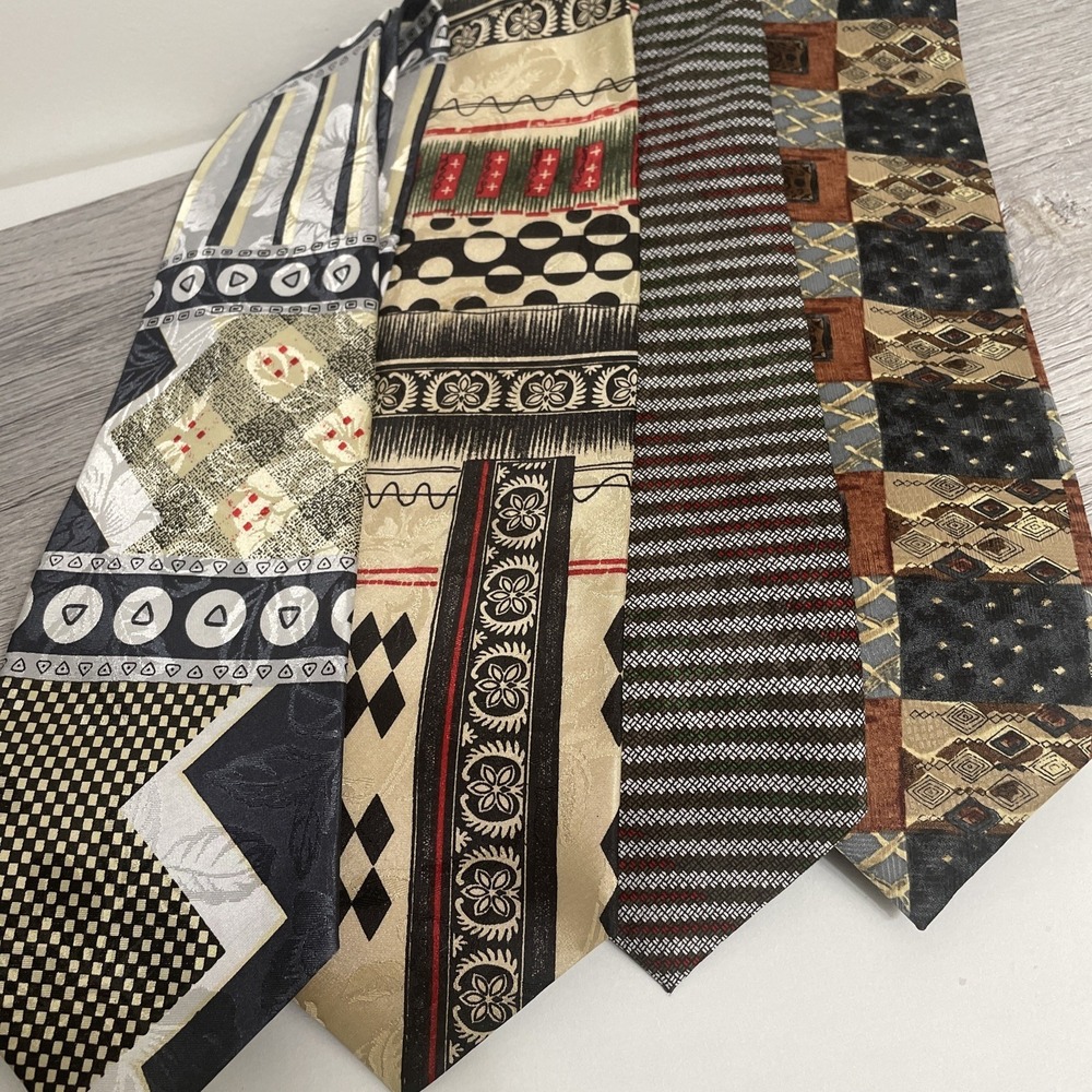 GOLD TOWER  Handmade Neck Ties  Lot‎ Of 4 57"